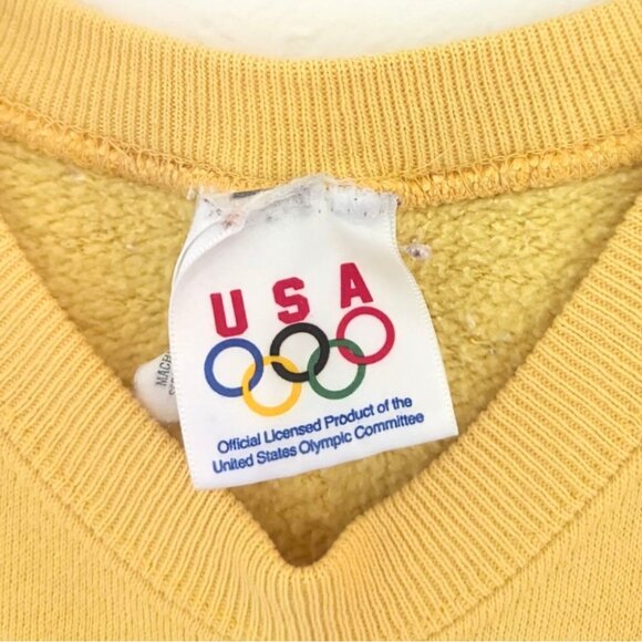 Vintage USA Olympics Yellow Sweatshirt Crewneck Official Licensed Product Size M - Picture 3 of 9